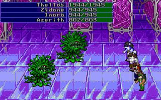 A battle in the final area with several of the game's hidden characters.
